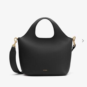 Cuyana Black Leather Mini System Tote Bag